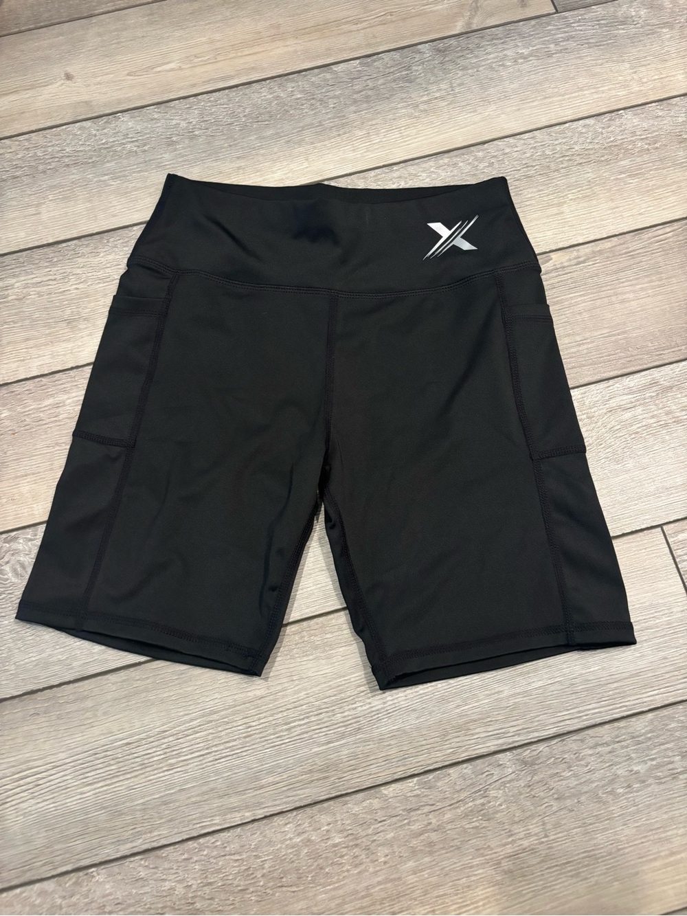 Black High-Rise Bike Shorts with Side Pockets